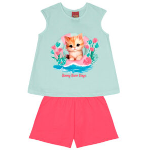 Conjunto infantil menina gatinho kyly