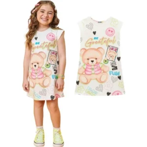 Vestido Infantil Menina Ursinho Kukie