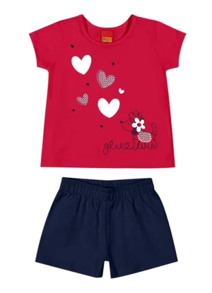 Conjunto infantil menina coração
