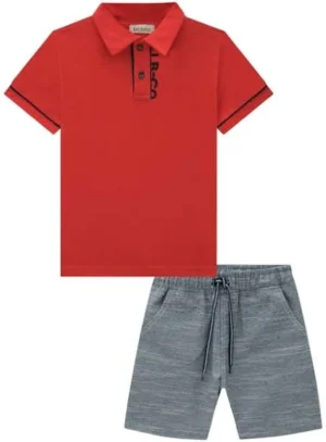 Conjunto infantil menino camiseta polo Luc boo