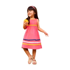 Vestido tropicalia listras rosa nanai